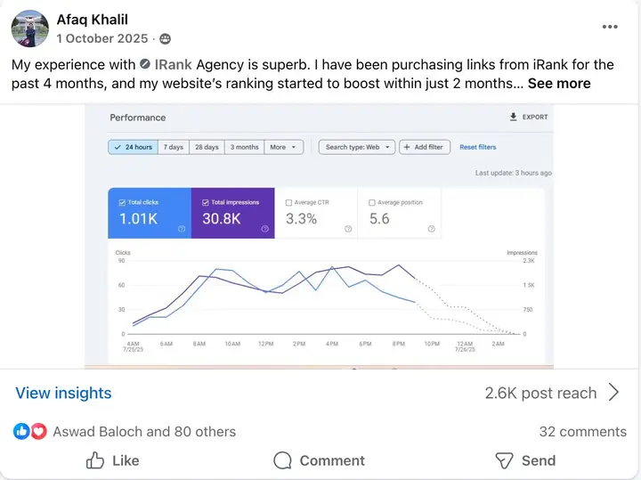 Verified client review 9 on Facebook