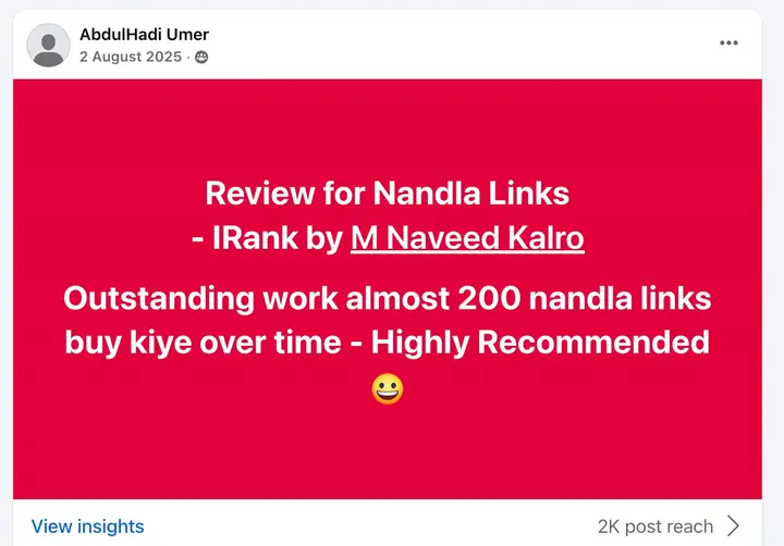 Verified client review 13 on Facebook